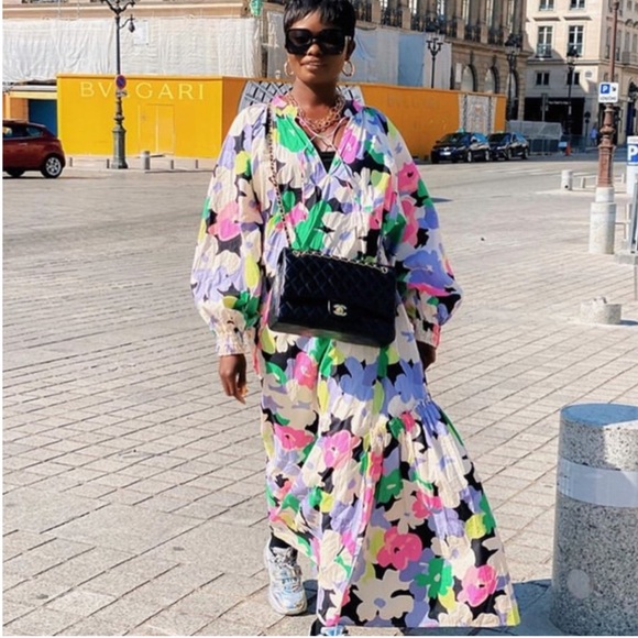 🦋 Bloggers Favorite 🦋 H&M X Rocky Barnes Floral Cotton Kaftan Maxi Dress Sz S - Picture 11 of 16